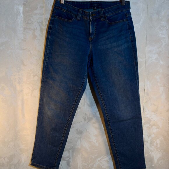 Talbots Petite 8P Dark Wash Ankle Crop Straight Leg Jeans Stretch Denim - Picture 1 of 5